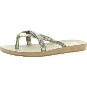 New Seven7‎ Women's Bondi Gold Camo Caramel Faux Leather Thong Sandals Size 8M